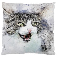 Cat Pet Art Abstract Watercolor Large Cushion Case (two Sides) by Jancukart