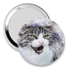 Cat Pet Art Abstract Watercolor 3  Handbag Mirrors