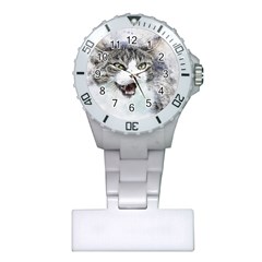 Cat Pet Art Abstract Watercolor Plastic Nurses Watch