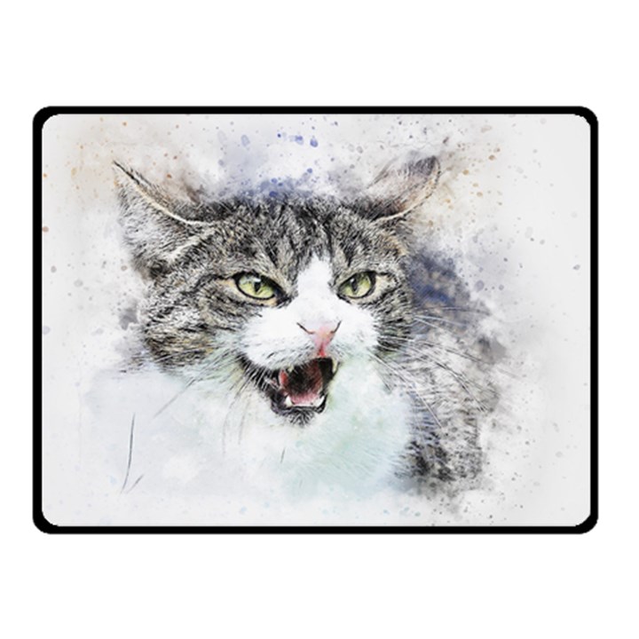 Cat Pet Art Abstract Watercolor Two Sides Fleece Blanket (Small)