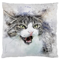 Cat Pet Art Abstract Watercolor Large Premium Plush Fleece Cushion Case (two Sides)