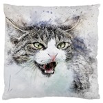 Cat Pet Art Abstract Watercolor Large Premium Plush Fleece Cushion Case (Two Sides) Front