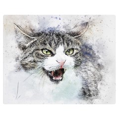 Cat Pet Art Abstract Watercolor Two Sides Premium Plush Fleece Blanket (medium)