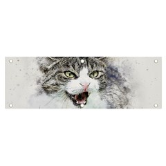 Cat Pet Art Abstract Watercolor Banner And Sign 6  X 2  by Jancukart