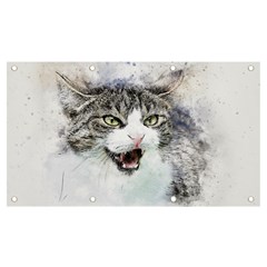 Cat Pet Art Abstract Watercolor Banner And Sign 7  X 4  by Jancukart