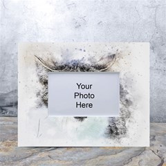 Cat Pet Art Abstract Watercolor White Tabletop Photo Frame 4 x6  by Jancukart