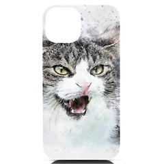 Cat Pet Art Abstract Watercolor Iphone 14 Black Uv Print Case