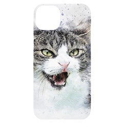 Cat Pet Art Abstract Watercolor Iphone 14 Plus Black Uv Print Case