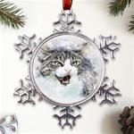 Cat Pet Art Abstract Watercolor Metal Large Snowflake Ornament Front