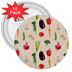 Vegetables 3  Buttons (10 Pack)  by SychEva