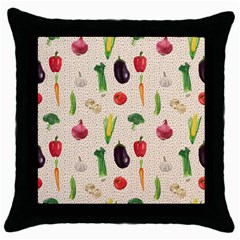 Vegetables Throw Pillow Case (black) by SychEva