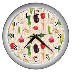 Vegetables Wall Clock (silver) by SychEva