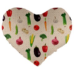 Vegetables Large 19  Premium Flano Heart Shape Cushions by SychEva