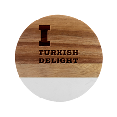 I Love Turkish Delight Marble Wood Coaster (round) by ilovewhateva