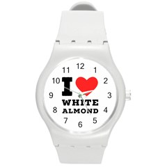 I Love White Almond Round Plastic Sport Watch (m) by ilovewhateva