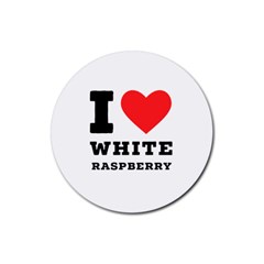 I Love White Raspberry Rubber Coaster (round) by ilovewhateva