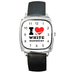 I Love White Raspberry Square Metal Watch by ilovewhateva