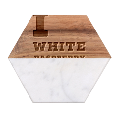 I Love White Raspberry Marble Wood Coaster (hexagon)  by ilovewhateva