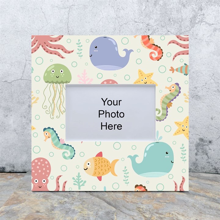 Underwater-seamless-pattern-light-background-funny White Box Photo Frame 4  x 6 