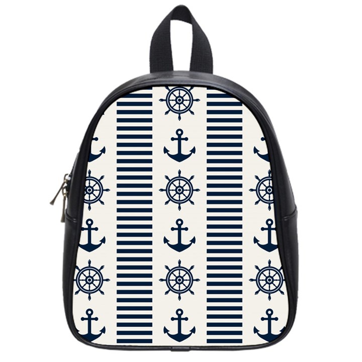 Nautical-seamless-pattern-vector-illustration School Bag (Small)