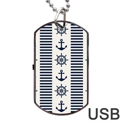 Nautical-seamless-pattern-vector-illustration Dog Tag Usb Flash (two Sides) by Salman4z