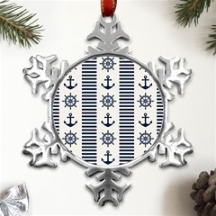 Nautical-seamless-pattern-vector-illustration Metal Small Snowflake Ornament