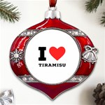 I love tiramisu Metal Snowflake And Bell Red Ornament Front