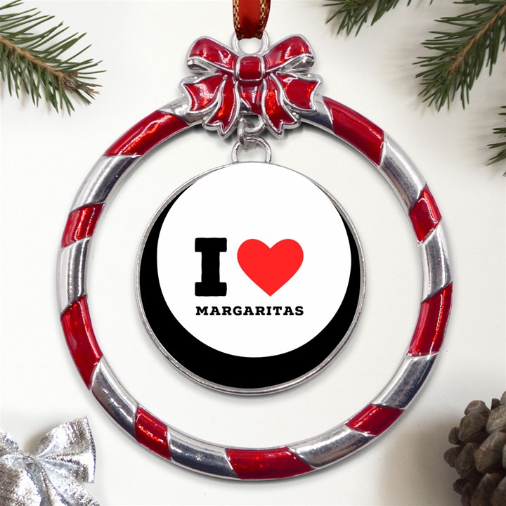 I love margaritas Metal Red Ribbon Round Ornament