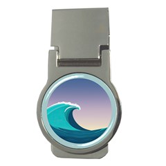 Tsunami Tidal Waves Wave Minimalist Ocean Sea Money Clips (round)  by Ravend