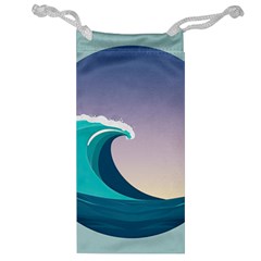 Tsunami Tidal Waves Wave Minimalist Ocean Sea Jewelry Bag by Ravend