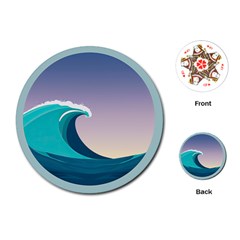 Tsunami Tidal Waves Wave Minimalist Ocean Sea Playing Cards Single Design (round)