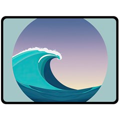 Tsunami Tidal Waves Wave Minimalist Ocean Sea Two Sides Fleece Blanket (large) by Ravend