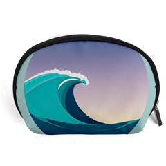 Tsunami Tidal Waves Wave Minimalist Ocean Sea Accessory Pouch (large) by Ravend