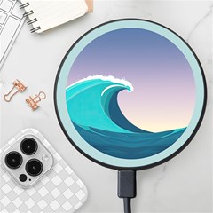 Tsunami Tidal Waves Wave Minimalist Ocean Sea Wireless Fast Charger(black)