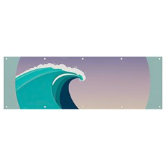 Tsunami Tidal Waves Wave Minimalist Ocean Sea Banner And Sign 12  X 4  by Ravend