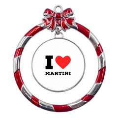 I Love Martini Metal Red Ribbon Round Ornament