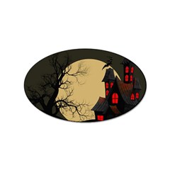 Halloween Moon Haunted House Full Moon Dead Tree Sticker (oval) by Ravend