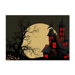 Halloween Moon Haunted House Full Moon Dead Tree Sticker A4 (100 Pack) by Ravend