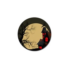 Halloween Moon Haunted House Full Moon Dead Tree Golf Ball Marker (4 Pack) by Ravend