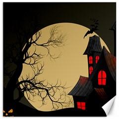 Halloween Moon Haunted House Full Moon Dead Tree Canvas 12  X 12  by Ravend