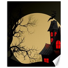 Halloween Moon Haunted House Full Moon Dead Tree Canvas 16  X 20  by Ravend