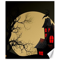 Halloween Moon Haunted House Full Moon Dead Tree Canvas 20  X 24  by Ravend