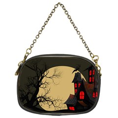 Halloween Moon Haunted House Full Moon Dead Tree Chain Purse (one Side) by Ravend