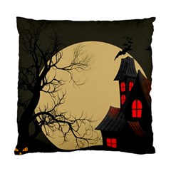 Halloween Moon Haunted House Full Moon Dead Tree Standard Cushion Case (one Side) by Ravend