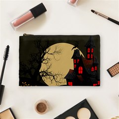 Halloween Moon Haunted House Full Moon Dead Tree Cosmetic Bag (medium) by Ravend