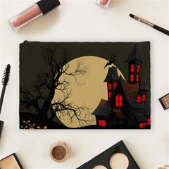 Halloween Moon Haunted House Full Moon Dead Tree Cosmetic Bag (large) by Ravend