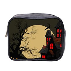 Halloween Moon Haunted House Full Moon Dead Tree Mini Toiletries Bag (two Sides) by Ravend