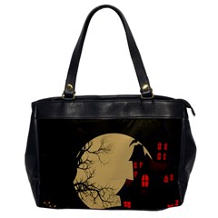 Halloween Moon Haunted House Full Moon Dead Tree Oversize Office Handbag by Ravend