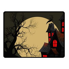 Halloween Moon Haunted House Full Moon Dead Tree Fleece Blanket (small) by Ravend