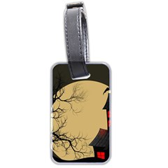 Halloween Moon Haunted House Full Moon Dead Tree Luggage Tag (two Sides) by Ravend